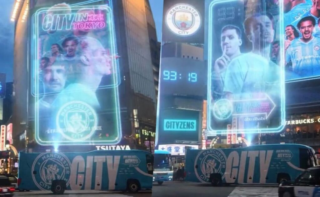 Xe Buýt Hologram của Manchester City ở Tokyo có phải là thật không?